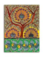 Tamatina Multicolor Gond Art Unframed A Scene In The Riverside Indian Art Canvas Painting-13X10 Inch