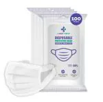 CARE VIEW 3 Ply Disposable Surgical Face Mask Pouch with SOFT FABRIC Earloop , Certified by BFE>99% and PFE > 95%, SITRA, DRDO, ISO and CE (Pack of 100, White)