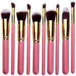 AVTY Premium Wooden Handle Pink Makeup Brushes (Pack of 10)