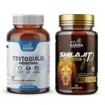 AYUKARMA Ayurveda TestoBuild, Testosterone Booster 60 Capsules, Shilajit Gold 30 Capsule for Strength & Stamina - Ayurvedic Herbs, Combo Pack of 2