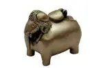 Kalarambh Brass Elephant Design Ink Pot for Home Office Work Table Decor Showpiece Collectible Handicraft Art, Yellow, 2.8 x 1.8 x 2.5 Inch (L x W x H)
