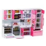 SHIVAARO Plastic 4 Door Kitchen Set Kid New Toy Barbi Kitchen Set Modern Kitchen Set for Girls with opneable Door Kitchen Set for Girls with Light and Music Kitchen Playset for Kids,Multicolour