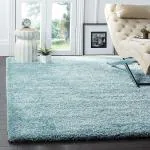 Shag Weaving Carpet Light Blue Polyester Runner (60 cm X 180 cm Rectangle)Light Blue