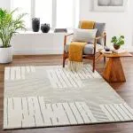 Surya Living Brook Handtufted Premium Wool Carpet with Canvas Back, an Exquisite for Your Living Room, Dining Room, or Bedroom with Color Palette in Charcoal & Beige, Size 5x8 Feet