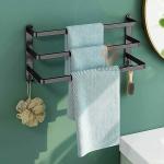 GOSAI Bathroom Accessories Stainless Steel 3-Tier Towel Bar Wall Mounted Bath Towel Rack Towel Storage Shelf for Bathroom Towel Holder Towel Rail Towel Hanger for Kitchen Towel Stand (Black,16 inch)