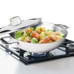 MILTON 32 cm Pro Cook Triply Induction Silver Stainless Steel Kadhai with Lid 7.04 L