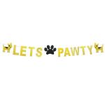 Festiko Glitter Lets Pawty Banner, Dog Party Banner Pet Birthday Banner Pet Party Decor