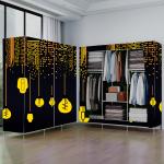 Be modern 3 Door 6 shelves Black Printed Collapsible wardrobe