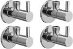 Livefast Silver Stainless Steel Angle Cock Turbo Handle Chrome Plated Faucet - Wall Mount Installation Type (Set Of 4)