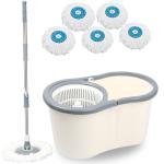 V-Mop Classic White Magic Dry Spin Bucket Floor-Cleaning Mop With 5 Microfiber Refills