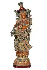 Dattatreya Multicolor Brass Lord Radha Rani Idol
