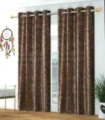 EISMOURAH 184 cm (6 ft) Polyester Blackout Shower Curtain (Pack Of 2) (Motif, Brown)