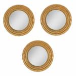 SATYAM KRAFT 3 Pcs Fiber Wall Mirror Hanging for Home Decor, Hanging in Bedroom, Living Room, Bathroom Decorations Items, with Hook for Hanging On Walls (Model 2)
