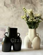 Craftribal Lady Bum Minimalist Ceramic Vase, 8 Inches (Black & White)