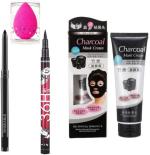 BINGEABLE...ENJOY THE DIFFERENCE Hda36H Pen Eyeliner Black Kajal Puff Charcoal Face Cream Mask (Set Of 4)