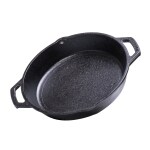 Aarogyam Cast Iron Skillet/Iron/Fry Pan Short Double Handle 10 inch (1.7 LTR) | Gas & Induction Compatible| Pre-Seasoned | Non-Toxic | Naturally Non-Sticky