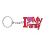 Caristo I Love My Family (KC-142) Red Metal Keychain for Car Bike Kids Parents Men Women Keyring