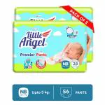 Little Angel Premier Baby Diaper Pants, New Born (28 * 2) - 56 PCS