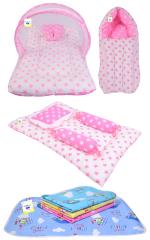 Toddylon New Born Baby Boy's & Baby Girl's Bedding Combo of Net Bed Sleeping Bag Gaddi Set & Sheets Sets