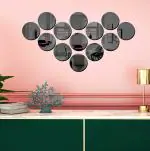 Bikri Kendra - Art BK09, Circle Black - 3D Acrylic Mirror Stickers for Wall (Pack of 13)
