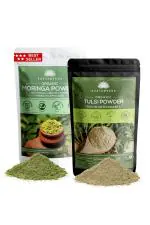 Saptamveda Organic Moringa and Tulsi Powder 300g Combo Pack
