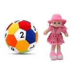 Glance Ball Soft Toy Stuffed Plush Ball 25 cm (1234) &Besties Pink Rinky Doll 45cm Stuffed Soft Toy