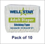 Wellstar Adult Diapers (Extra Large) - Pack of 10 Pieces Adult Diapers - XL (10 Pieces)
