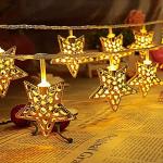 Star Shape Metal Morrocan String Millet Lights For Indoor Outdoor Decoration Diwali Light For Party Birthday Diwali Christmas (14Bulbs, 4Meter)