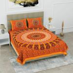 UniqChoice Yellow Color 100% Cotton Jaipuri Traditonal Double BedSheet With 2 Pillow Cover