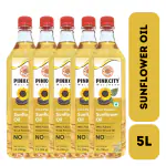 Pinkcity Wellness Cold Pressed Sunflower Oil | Chemical Free |1 Ltr x 5 Bottles | 5 Litres