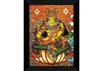 SAF Orange Colored & Black Maa Saraswati Painting Premium Wall Art 11 inch x 14 inch Wall Painting SANFK33275