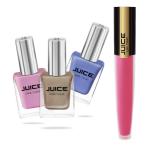 JUICE | NAIL PAINT (CHARM PINK - 12 / SWEET ORANGE - 24 / CORNFLOWER - 76) & LIPTINT (MADISON M-86) | WATERPROOF & LONG LASTING | COMBO OF 4