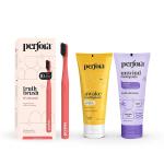 Perfora Electric Toothbrush 001 & Awake & Unwind Toothpaste Combo | Sonic & Automatic Smart Power Toothbrush For Dental Hygiene | Vitamin Enriched Toothpaste For Complete Oral Care | Set of 3 | Spicy Coral