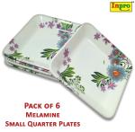 INPRO Melamine Small Snacks Plates: Lightweight Melamine Square 5.5 Inch Snacks Plate / Quarter Plates / Dinner Plates / Kitchen crockery / Melamine dinnerware / Lunch Plate / Melamine Plates / Plate Set of 6 (Small Snacks Plates)