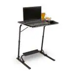 TABLE MAGIC Bade XL Size Top Table Mat Finish Steel Wood 60 * 45 * 75 cm Multipurpose Laptop Table with footrest 5 Heights 3 Angles Adjustable (Black)