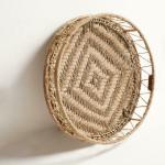 Sirohi Furniture Brown Upcycled Plastic and Jute Rope Bathroom Storage Tray (13 x 13 x 3 inch)