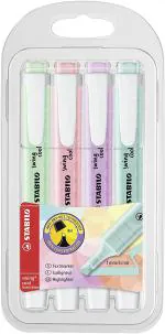 STABILO Swing Cool Highlighter Pen Pastel Pack of 4 Assorted Colours