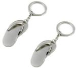 Blue Aura Ezone Silver Slipper Flip Flop Ring Key Chain (Pack Of 2)