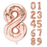 AMFIN 32 inch 8 Number Rose Gold Foil Balloon with Matching Ribbon , Birthday Party Decoration , 8th Birthday Party Decoration items , Rose Gold 8 Number Balloons , 8 Number Foil Balloons - Rose Gold