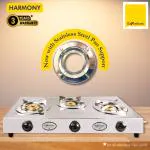 Everdure 3B Harmony | Steel Pan Support | High Efficiency Burner | Stainless Steel Manual Gas Stove (3 Burners)
