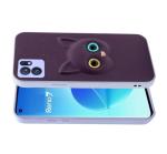 Fastship Colour Eye Cat soft Kitty Case Back Cover for OPPO Reno7 5G | Faux Leather Finish 3D Pattern Cat EYES Case Back Cover Case for OPPO CPH2371 / Reno 7 5G - Jam Purple