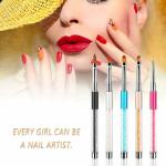 Royalkart 5 Pieces Gel Nail Brush Set 3D Acrylic Brush with Rhinestone Handle Nail Drawing Pen for DIY