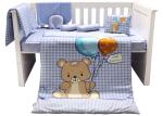 Light Blue/Royal Blue Baby Doll Bedding Solid Reversible Crib Bedding Set 