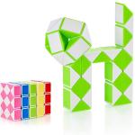 TOYDEN Kipa Gaming Twist Puzzle Magic Snake Cube 36 Pieces Blocks Geometric Brain Teaser Ruler Toy (Green, White)