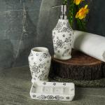 The Decor Mart Ceramic Black Floral Bath Accessory