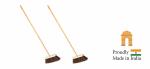 Palmera Outdoor Natural Bassine Fibre Broom for Balcony, Garden, hard_floor, Walkways and Drive Ways to Sweep Leaves, Paper and Larger Particles(Pack of 2 Pcs) (10 inch) (wood & Palmyrah fibre)