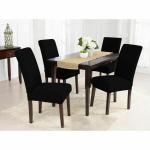 HOTKEI Dining Chair Cover (Black, Set of 4) Fit Stretch Removable Washable Dining Table Chair Seat Cover Slipcovers Protector for Kitchen Ceremony Wedding Banquet Dining Room Hotel Party Chair Covers Pack Of 4