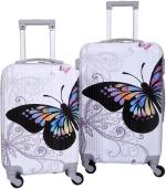 POLO CLASS White Polycarbonate Printed and 360 Rotating Luggage Trolley Bag - 66 cm (pack of 2)