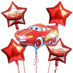 Zyozique 5 Pieces Lighting Mequeen Car Foil Mylar Balloons for Kids Boys Car Themed Party Decoratio Party Supplies Favor