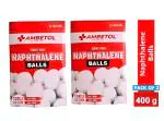 Ambetol Naphthalene Balls for Clothes/Bathroom/Wardrobe/Moth Balls 400g (Pack of 2)